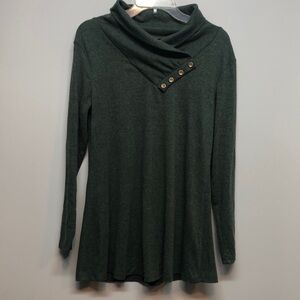 Miusey Burgundy Cowl Neck Tunic Top Women's M medium heathered green shirt EUC